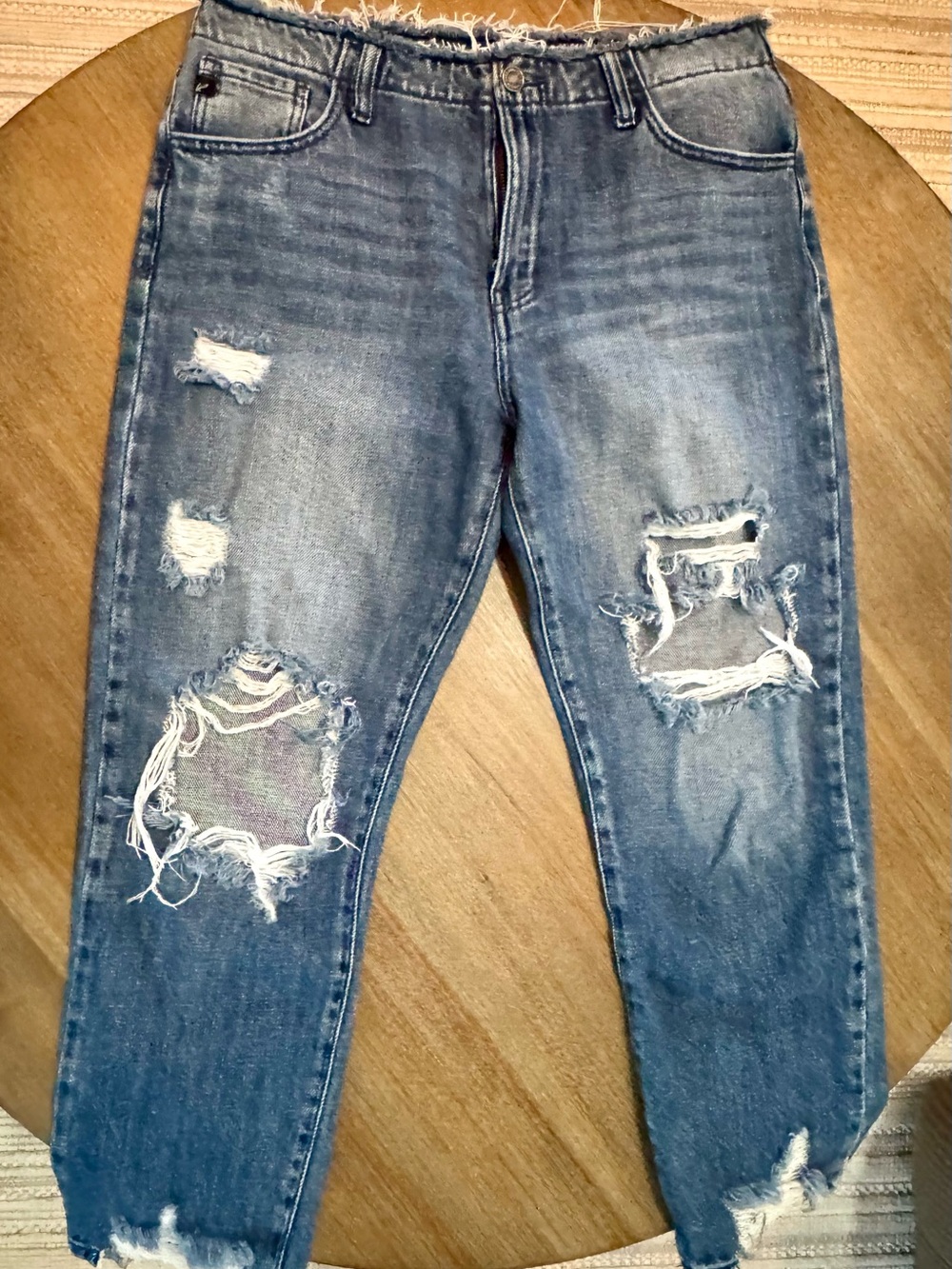 KanCan Frayed Hem Light Blue Denim Shorts
